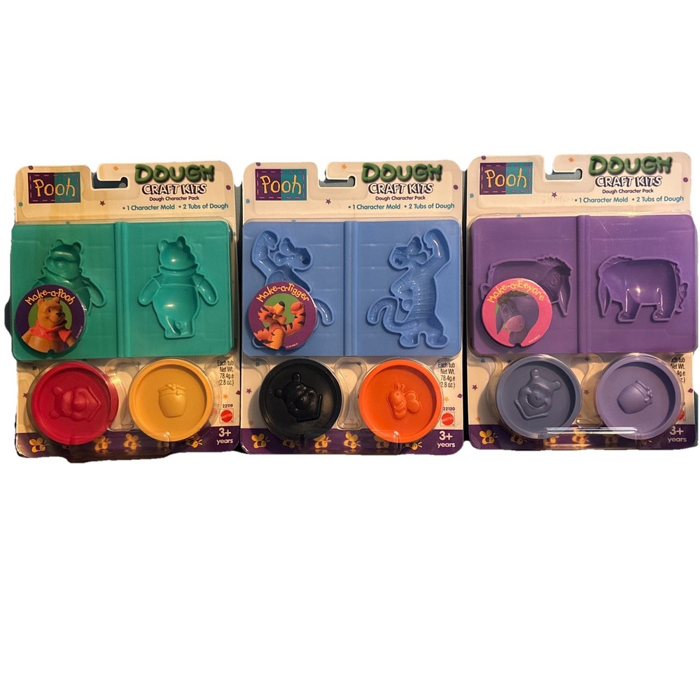 Vtg‎ Lot Of 3 Winnie The Pooh Dough Craft Kit Tigger Eeyore Character Mold NOS